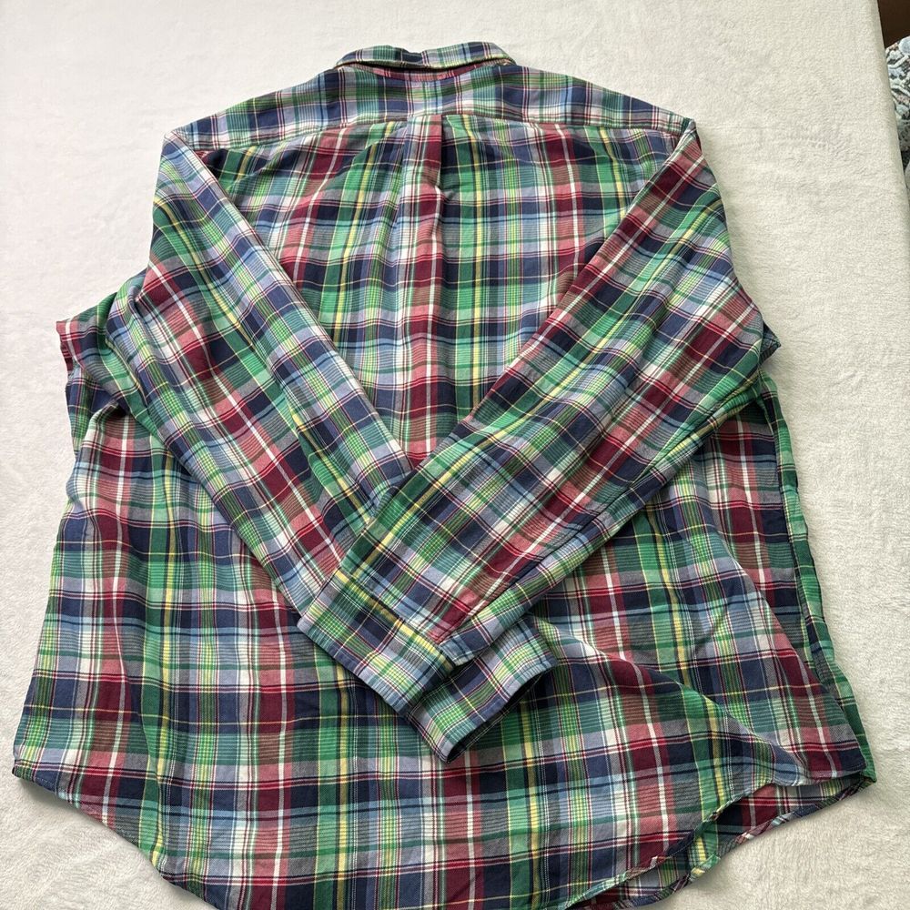 Chaps Ralph Lauren‎ MEDIUM Plaid Button Down Shirt Green/Blue Long Sleeve EUC - Picture 8 of 8